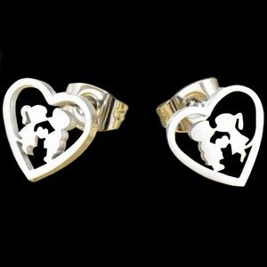 “Schoolyard Crush” Little Lovers First Kiss Puppy Love Child Romance Heart Studs